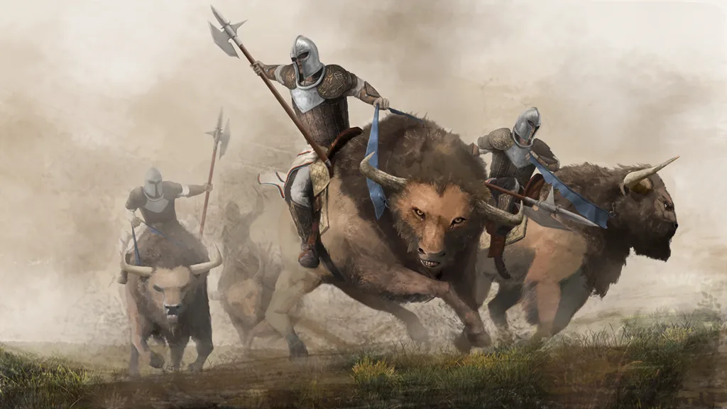 Donnerhufen reiten auf Kriegsochsen